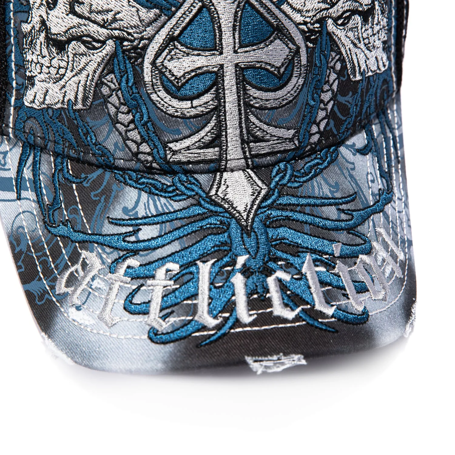 Affliction Charred Martyr Trucker Snapback Hat - Blue, Black sold by Hat Club product image thumbnail 5