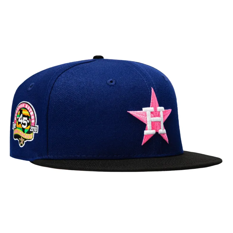 New Era 59Fifty Houston Astros 45th Anniversary Patch Hat - Royal, Black, Pink made by New Era