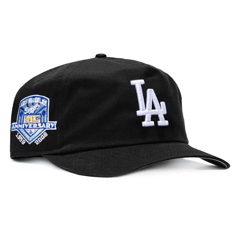 New Era 19Twenty Los Angeles Dodgers 50th Anniversary Patch Snapback Pre-Curved Hat - Black, White made by New Era