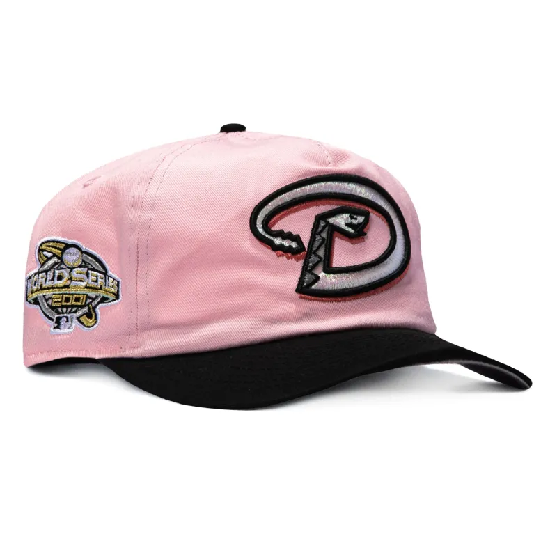 New Era 19Twenty Arizona Diamondbacks 2001 World Series Patch D Snapback Pre-Curved Hat - Pink, Black made by New Era