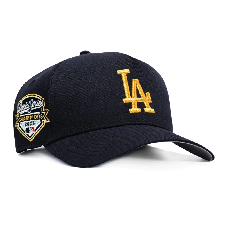 New Era 9Forty A-Frame Los Angeles Dodgers 2025 World Series Champions Patch Hat - Navy, Metallic Gold made by New Era