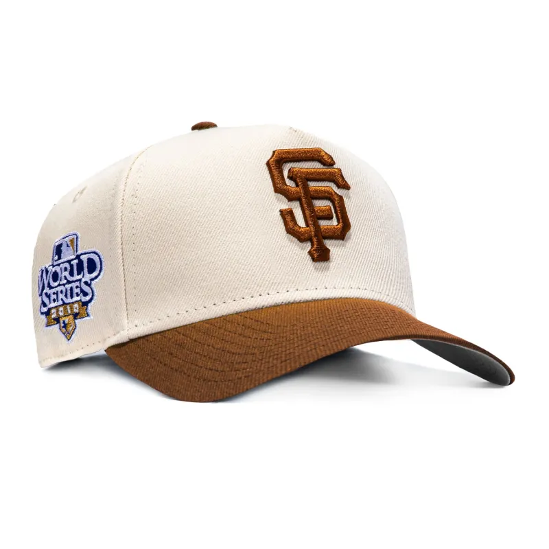 New Era 9Forty A-Frame San Francisco Giants 2010 World Series Patch Snapback Hat - Cream, Brown made by New Era