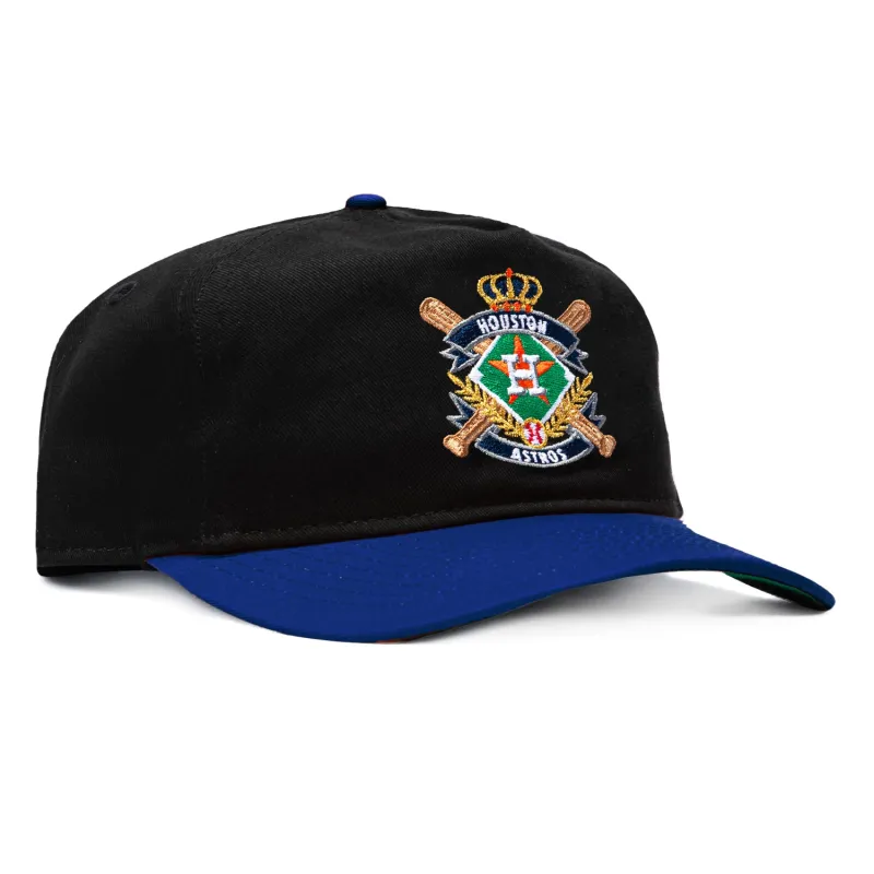 New Era 19Twenty MLB Crest Houston Astros Snapback Pre-curved Hat - Black, Royal made by New Era
