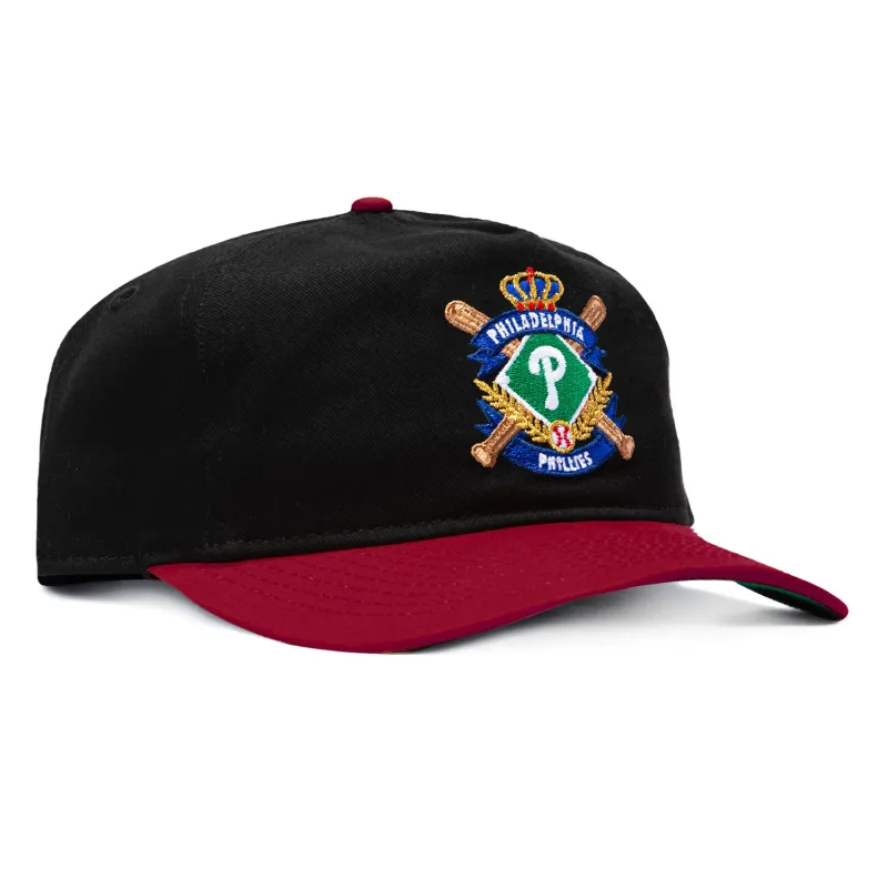 New Era 19Twenty MLB Crest Philadelphia Phillies Snapback Pre-curved Hat - Black, Cardinal made by New Era