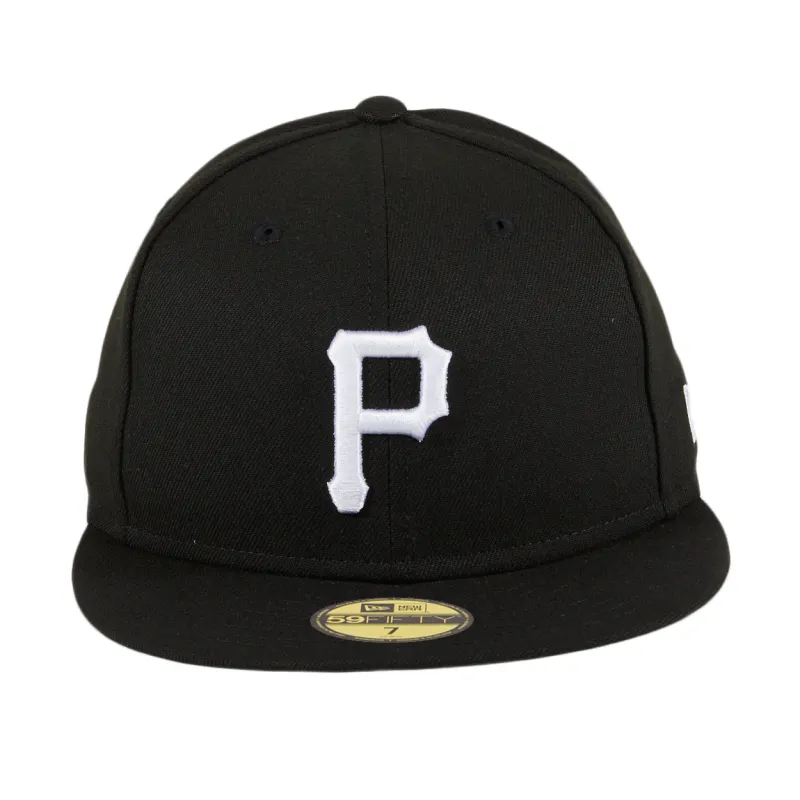 New Era 59Fifty Pittsburgh Pirates Hat - Black, White made by New Era