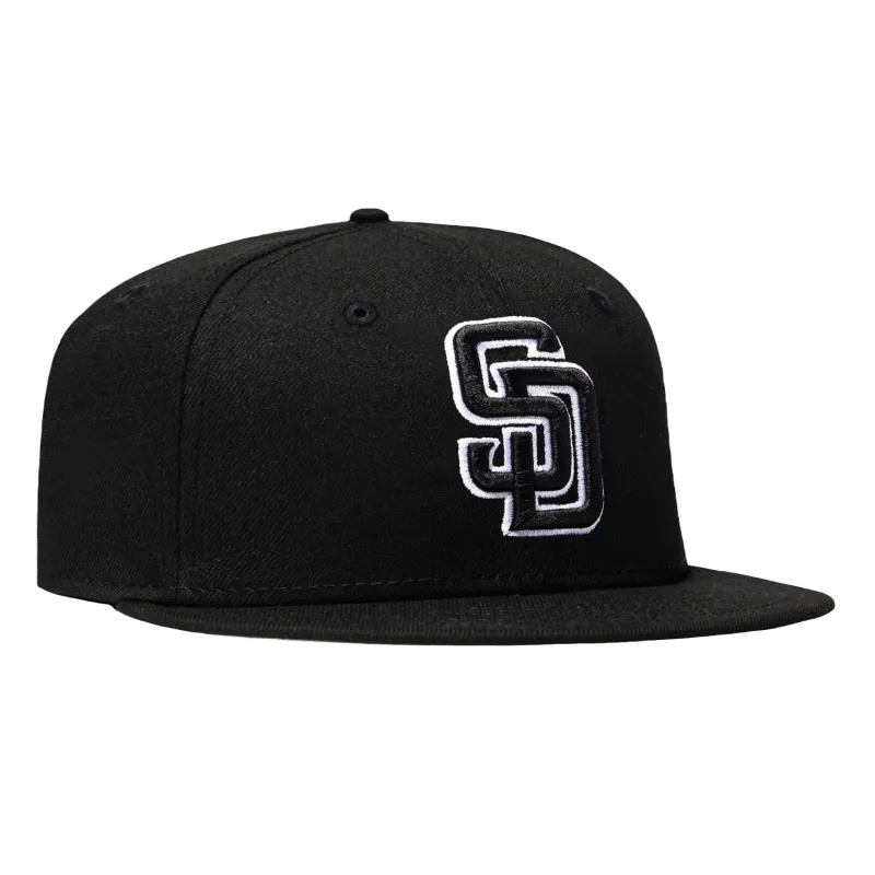 New Era 59Fifty San Diego Padres Hat - Black, White made by New Era