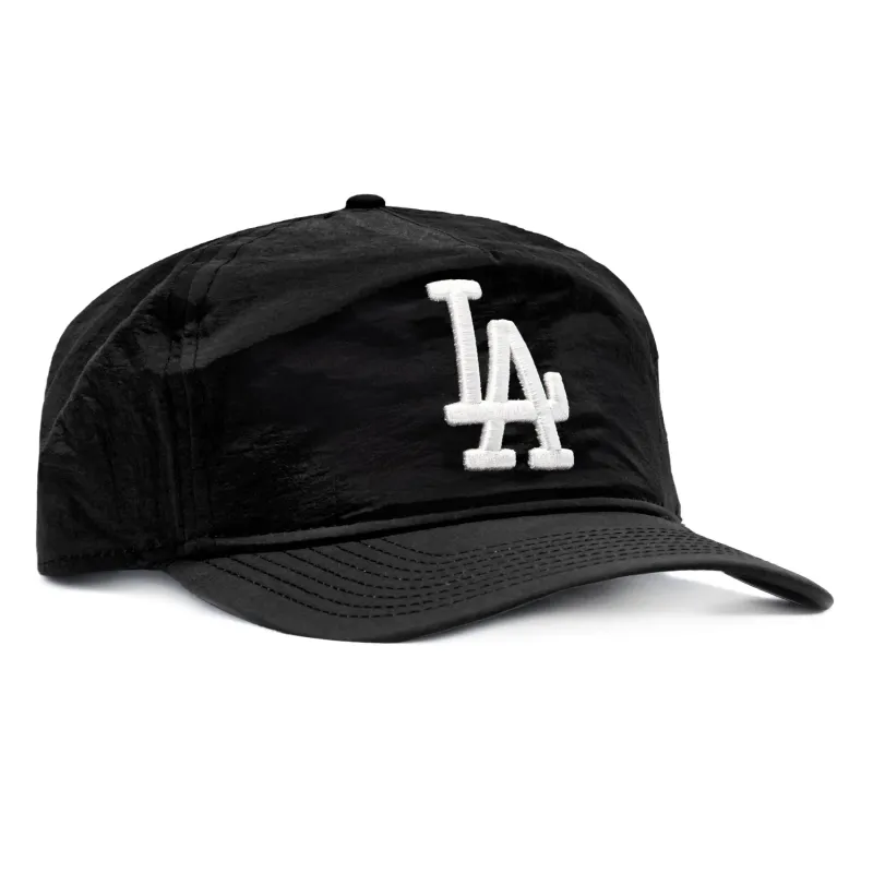 New Era 19Twenty Nylon Los Angeles Dodgers Pre-curved Snapback Hat - Black, White made by New Era