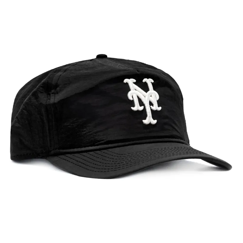 New Era 19Twenty Nylon New York Mets Pre-curved Snapback Hat - Black, White made by New Era