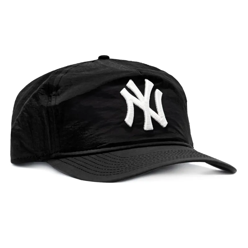 New Era 19Twenty Nylon New York Yankees Pre-curved Snapback Hat - Black, White made by New Era