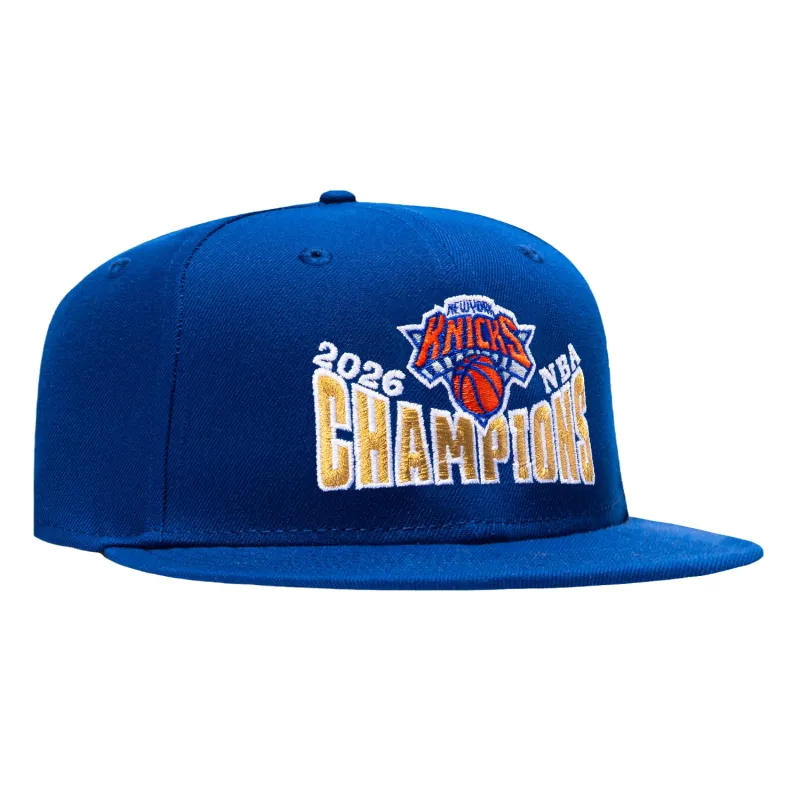 New Era 9Fifty New York Knicks 2026 NBA Champions Wordmark Snapback Hat - Royal made by New Era