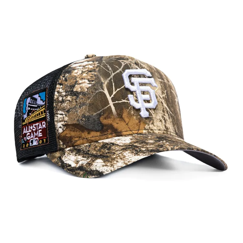 New Era 9Forty A-Frame San Francisco Giants 2007 All Star Game Patch Trucker Snapback Hat - Realtree, Black made by New Era