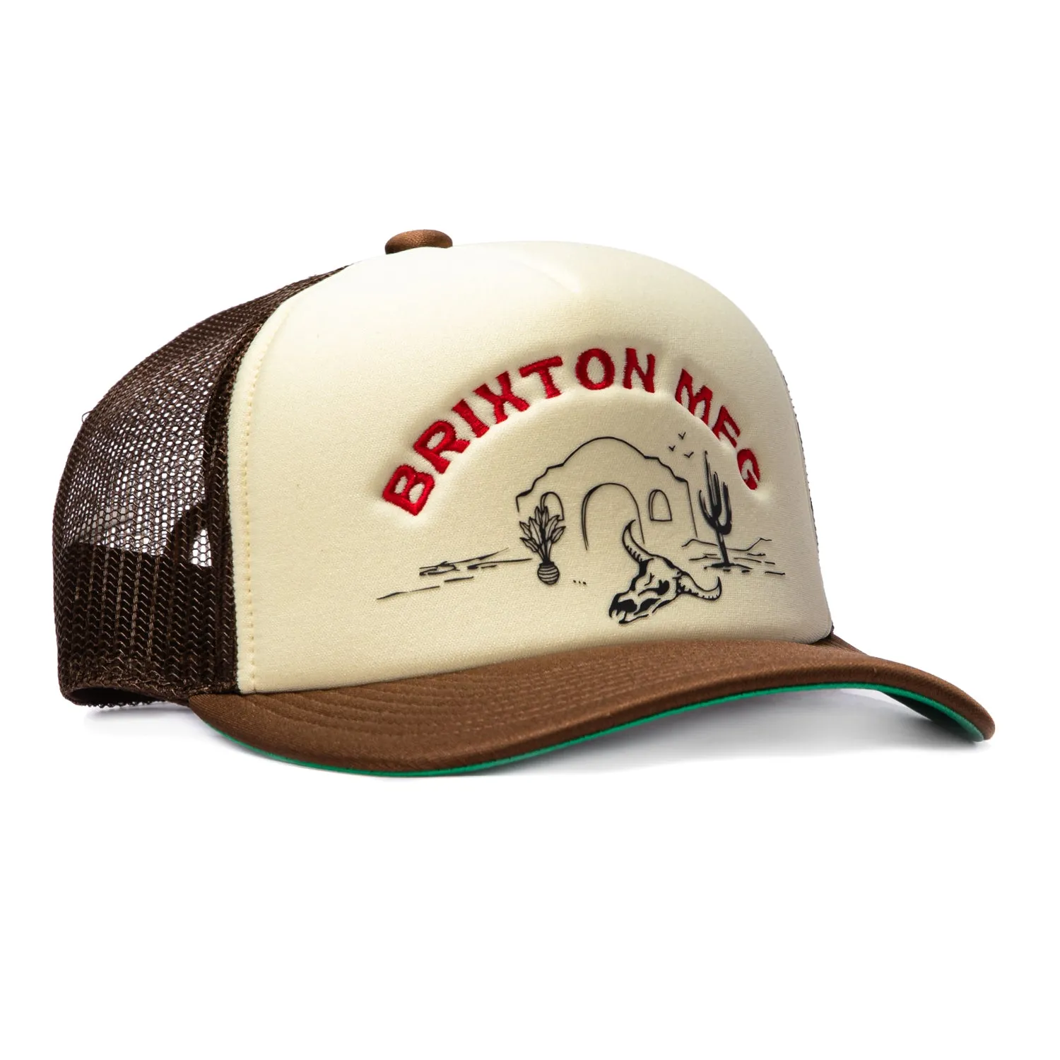 Brixton Desert Leisure Mesh Snapback Trucker Hat - White, Brown sold by Hat Club