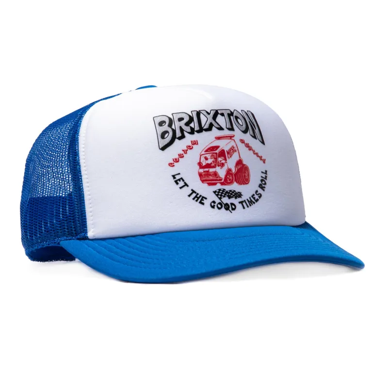 Brixton Garnet Mesh Snapback Trucker Hat - White, Blue made by Brixton