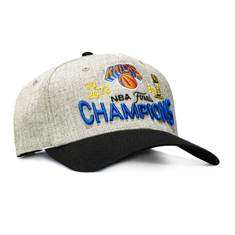 Mitchell & Ness New York Knicks 3x NBA Champions Snapback Hat - Grey, Black made by Mitchell & Ness