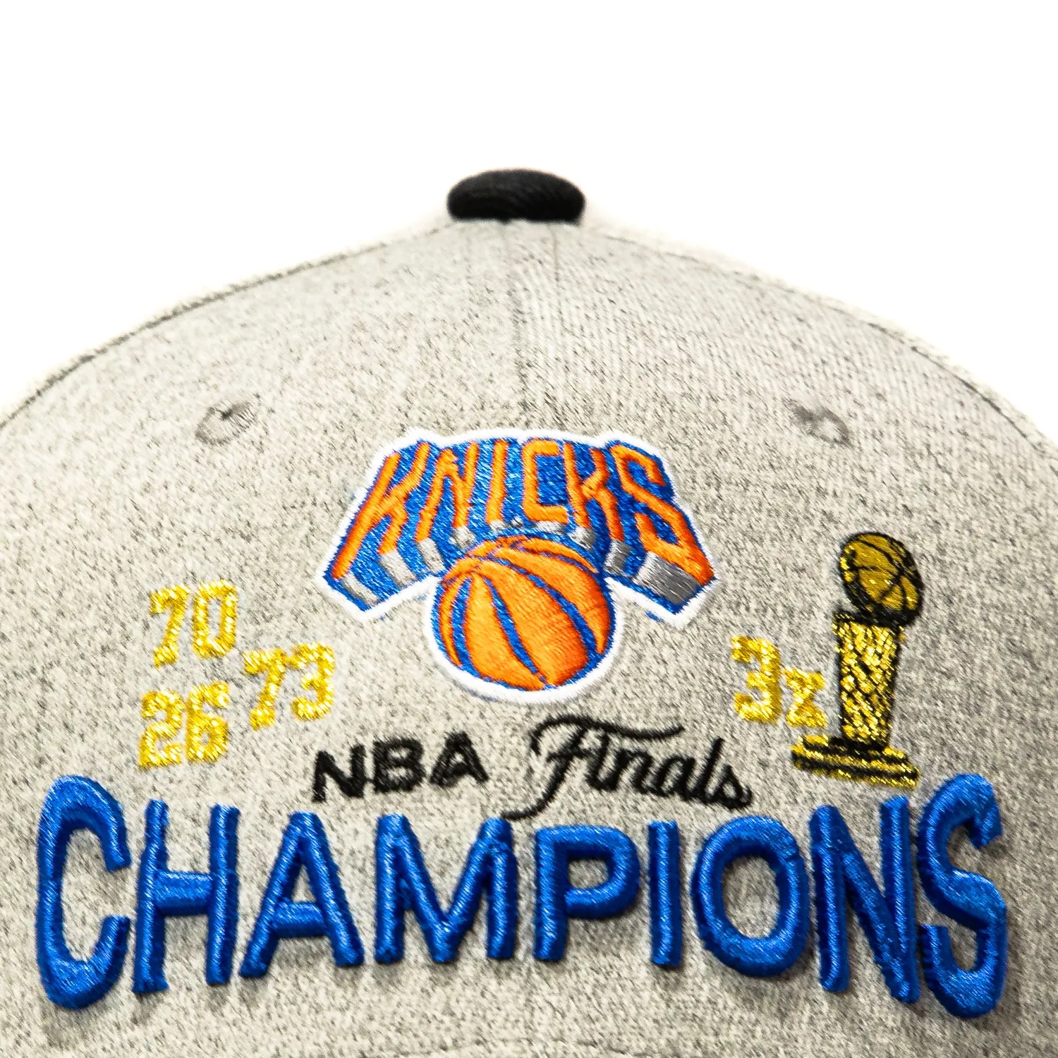 Mitchell & Ness New York Knicks 3x NBA Champions Snapback Hat - Grey, Black sold by Hat Club product image thumbnail 3