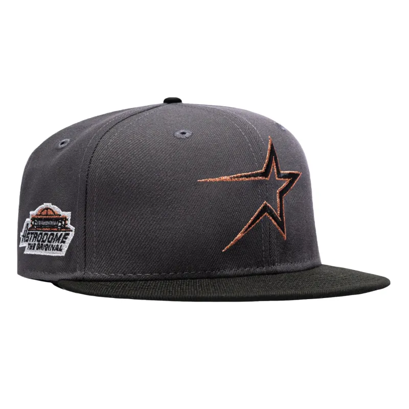 New Era 59Fifty Houston Astros Astrodome Patch 1997 Hat - Graphite, Black, Metallic Copper made by New Era