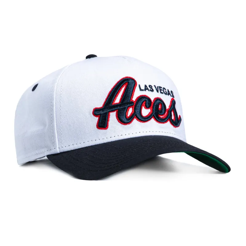 New Era 9Forty A-Frame Las Vegas Aces Script Snapback Hat - White, Navy made by New Era
