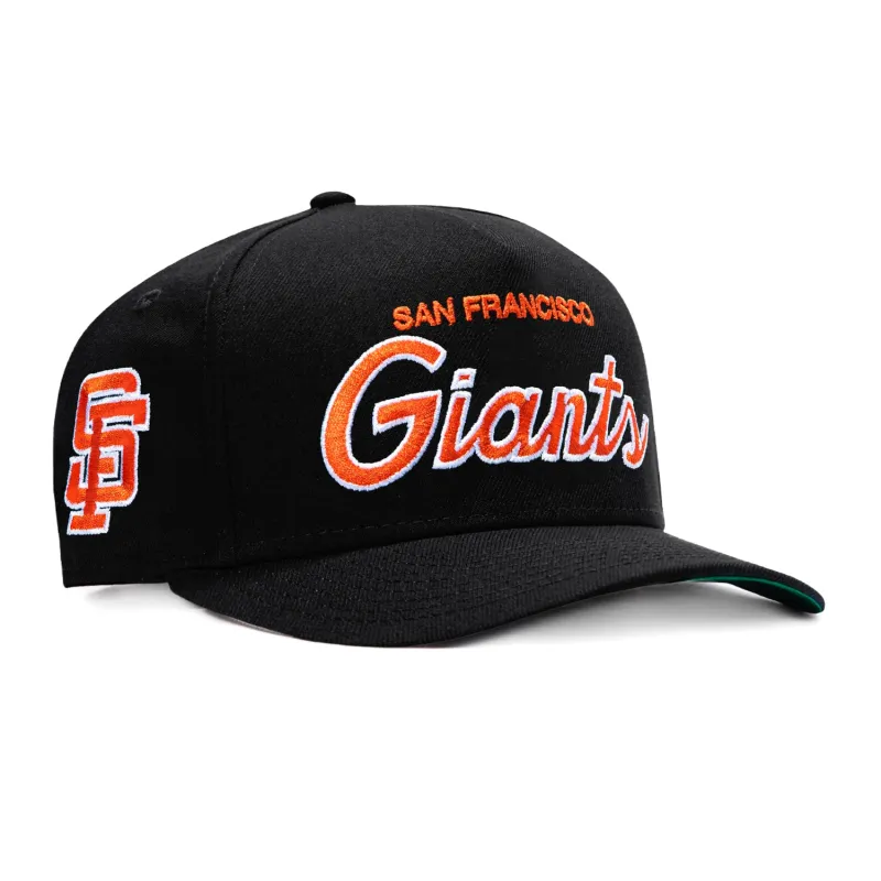 New Era 9Fifty A-Frame San Francisco Giants Logo Patch Script Snapback Hat - Black made by New Era