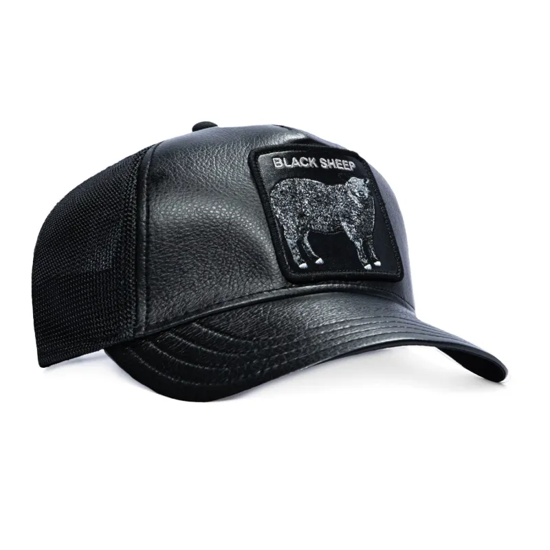 Goorin Bros Black Sheep Faux Leather Adjustable Snapback Trucker Hat - Black made by Goorin Bros