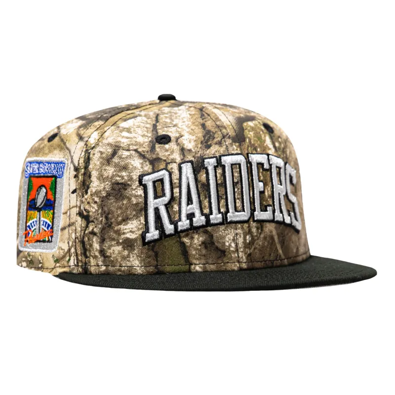 New Era 9Fifty Las Vegas Raiders 1977 Super Bowl Patch Arch APX Snapback Hat - Realtree, Black made by New Era