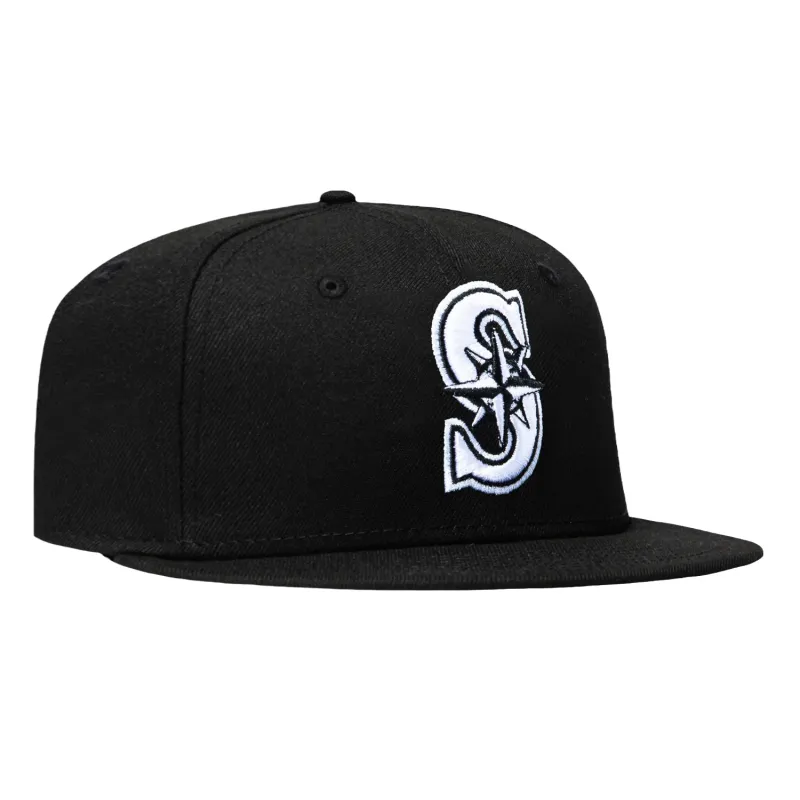 New Era 59Fifty Seattle Mariners Hat - Black, White made by New Era