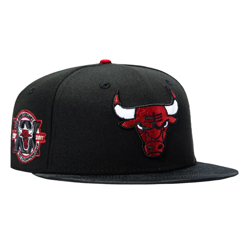 New Era 59Fifty Chicago Bulls 20th Anniversary Patch Pink UV Hat - Black, Black Camo made by New Era