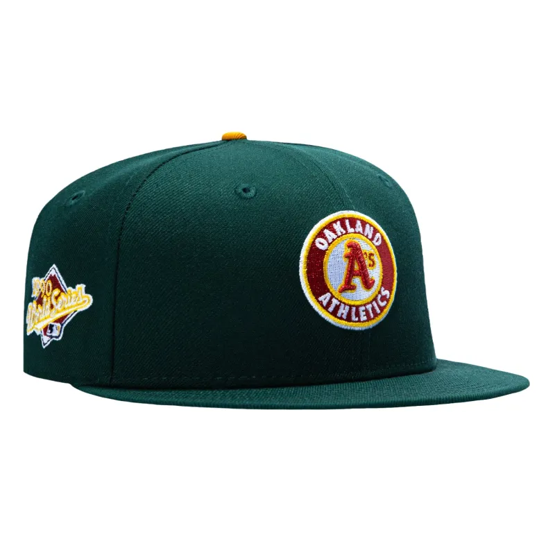 New Era 59Fifty Oakland Athletics 1990 World Series Patch Logo Hat - Green, Navy made by New Era