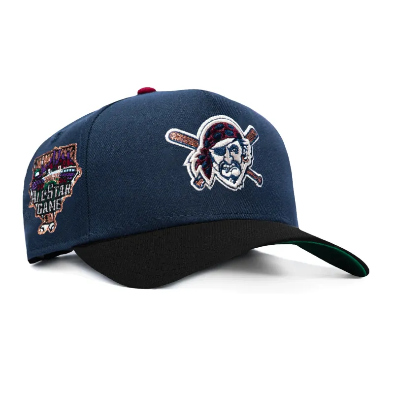 New Era 9Forty A-Frame Varsity Hues Pittsburgh Pirates 2006 All Star Game Patch Snapback Hat - Navy, Black made by New Era