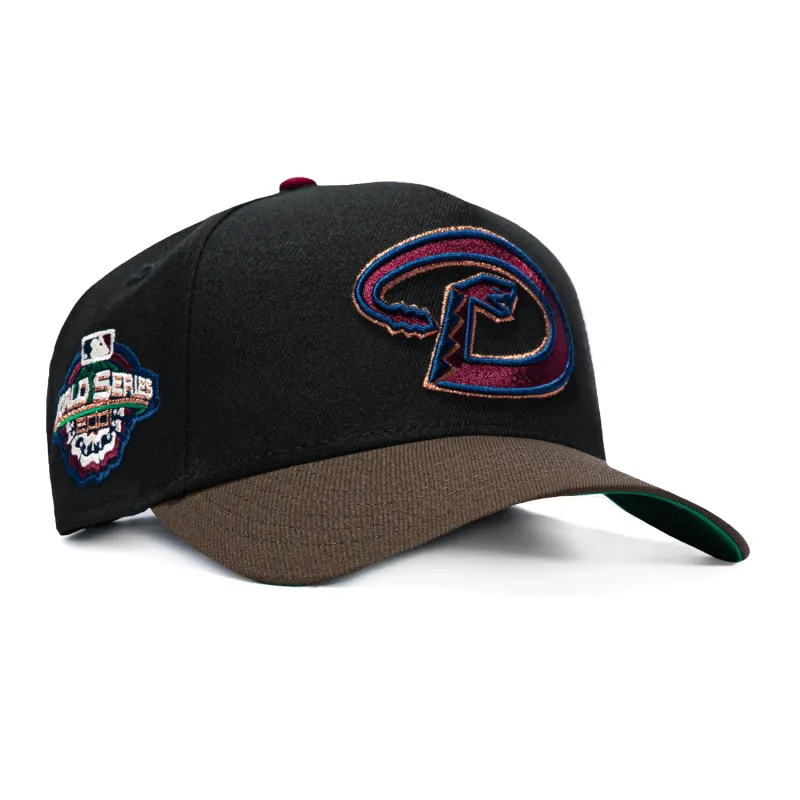 New Era 9Forty A-Frame Varsity Hues Arizona Diamondbacks 2001 World Series Patch D Snapback Hat - Black, Brown made by New Era
