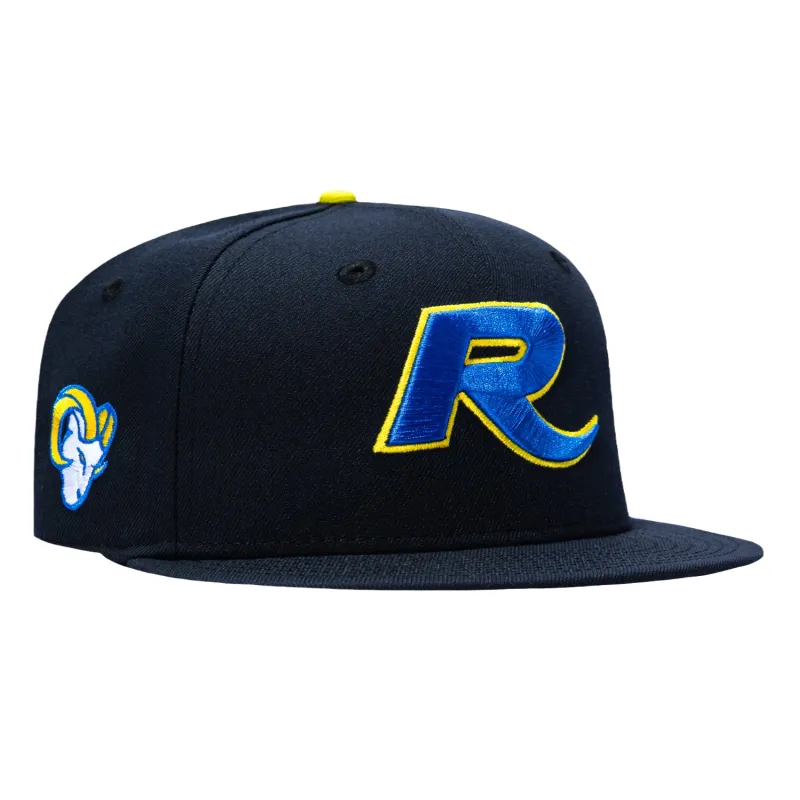 New Era 59Fifty Los Angeles Rams Logo Patch R Hat - Navy, Royal, Yellow made by New Era