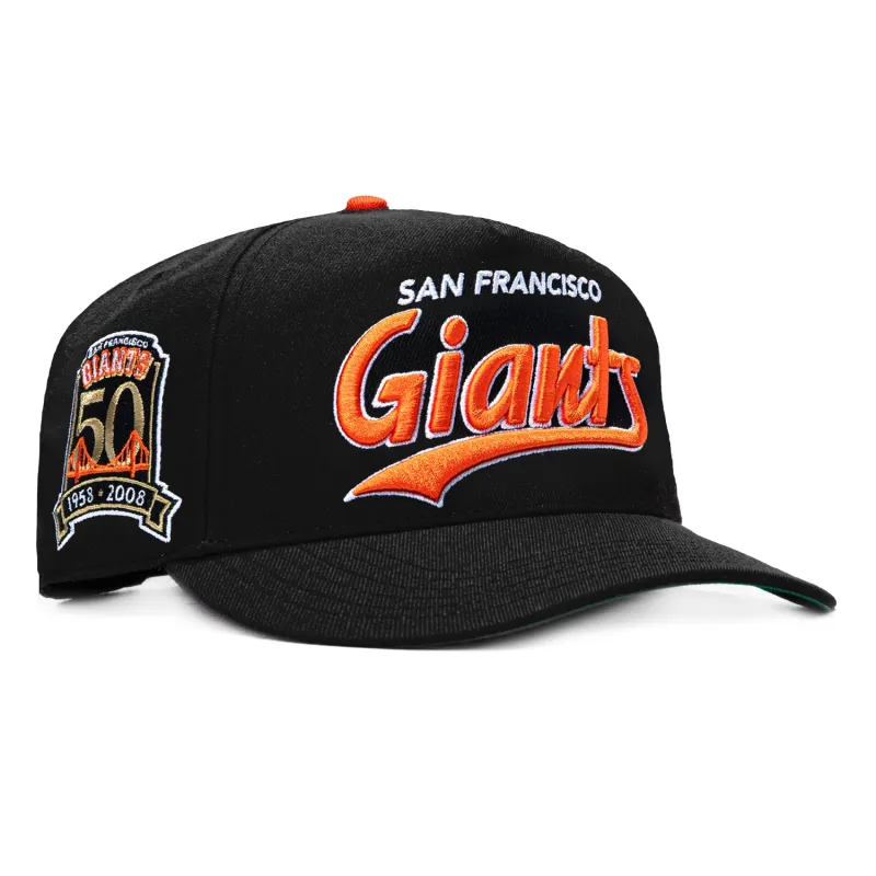 47 Brand Hitch Tailsweep San Francisco Giants 50th Anniversary Patch Script Snapback Hat - Black made by 47