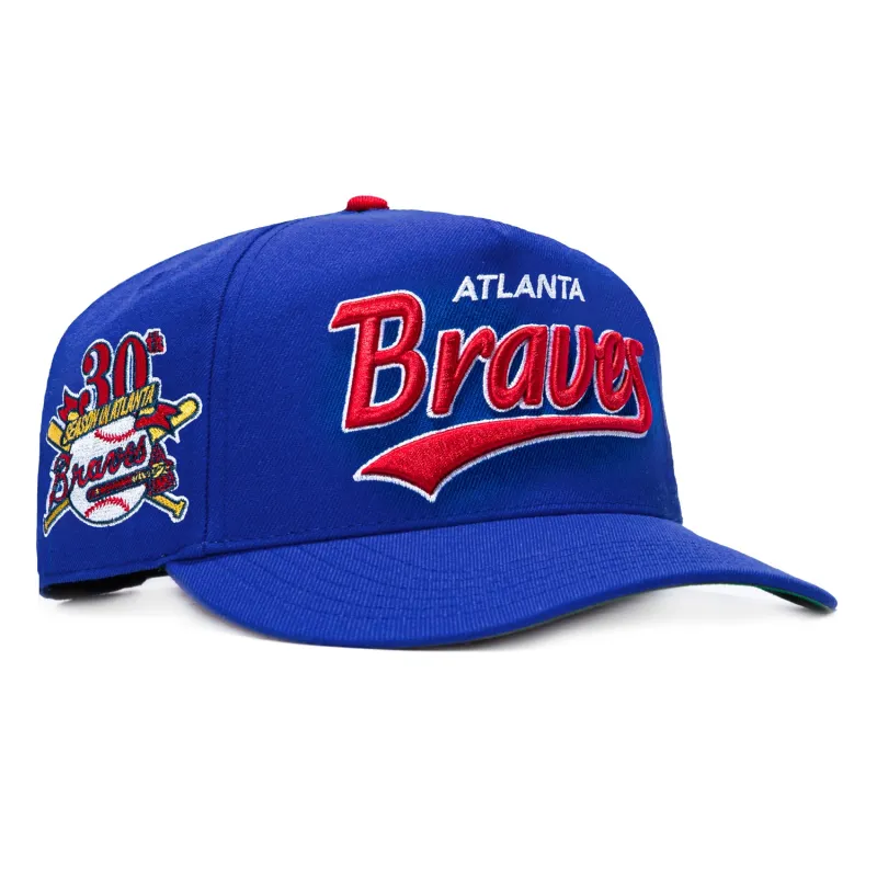 47 Brand Hitch Tailsweep Atlanta Braves 30th Anniversary Patch Script Snapback Hat - Royal made by 47