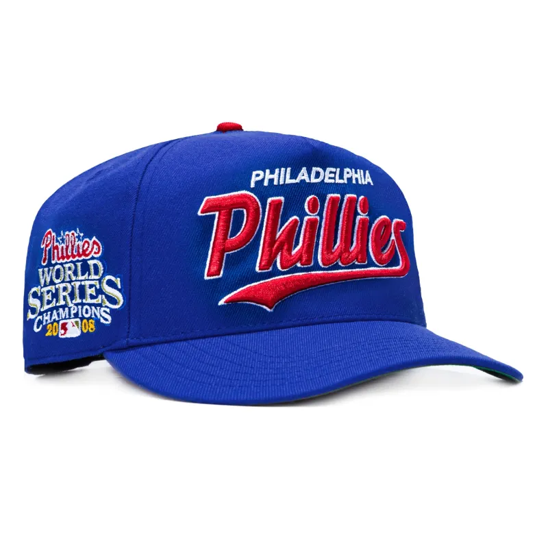 47 Brand Hitch Tailsweep Philadelphia Phillies 2008 World Series Champions Patch Script Snapback Hat - Royal made by 47