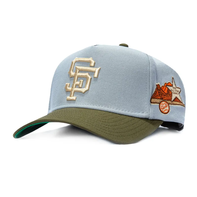 Mitchell & Ness Pro Pinch San Francisco Giants 1961 All Star Game Patch Snapback Hat - Grey, Olive made by Mitchell & Ness