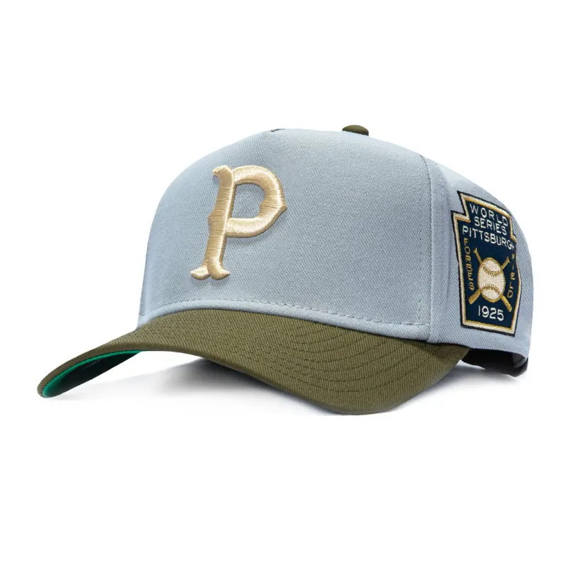 Mitchell & Ness Pro Pinch Pittsburgh Pirates 1925 World Series Patch Snapback Hat - Grey, Olive made by Mitchell & Ness