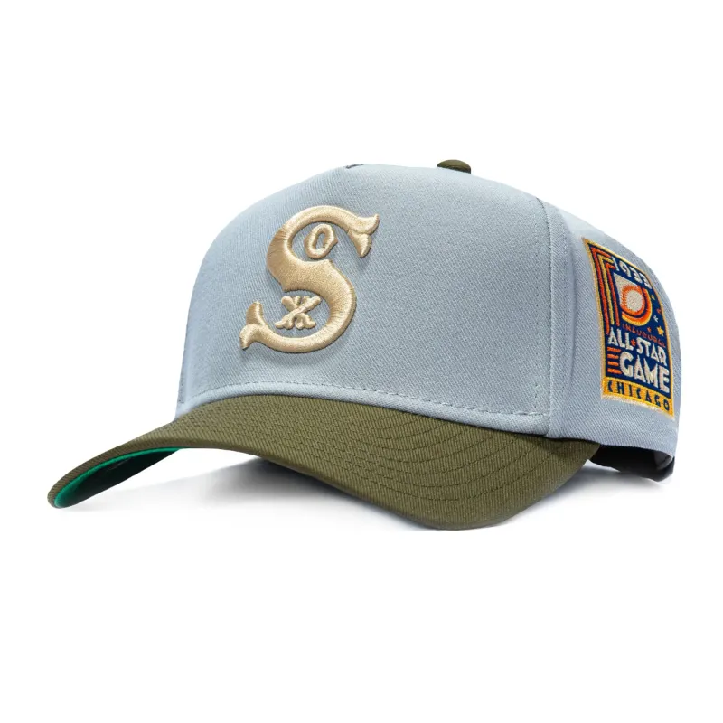 Mitchell & Ness Pro Pinch Chicago White Sox 1933 All Star Game Patch Snapback Hat - Grey, Olive made by Mitchell & Ness