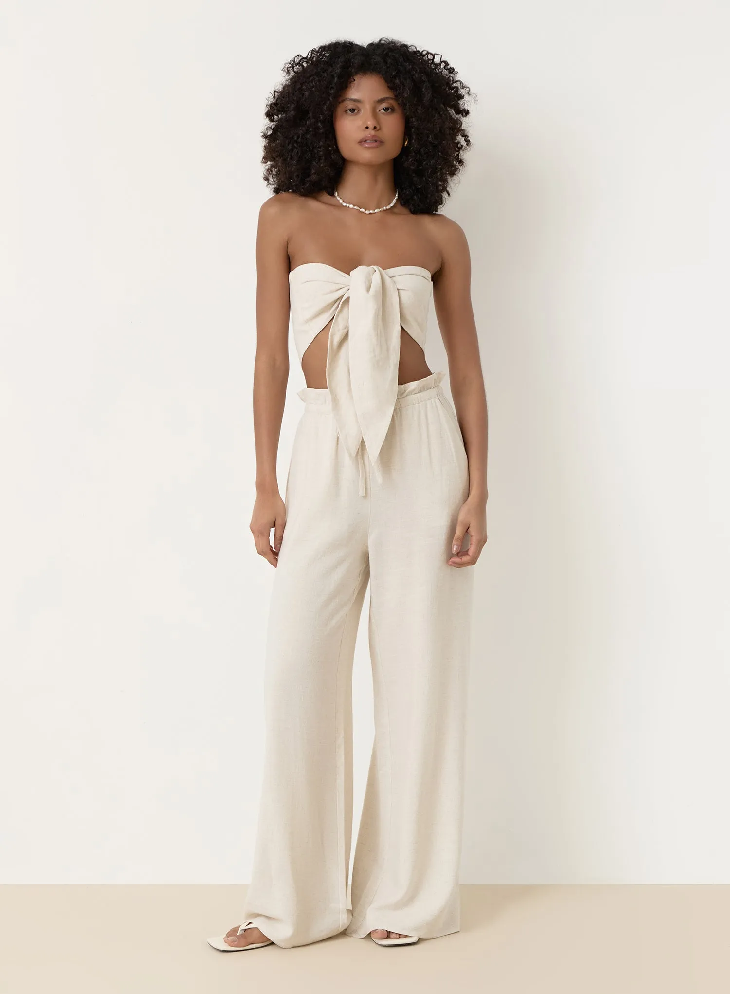 Beige Linen Bandeau Multiway Crop Top- Tulum sold by 4th and Reckless product image thumbnail 3