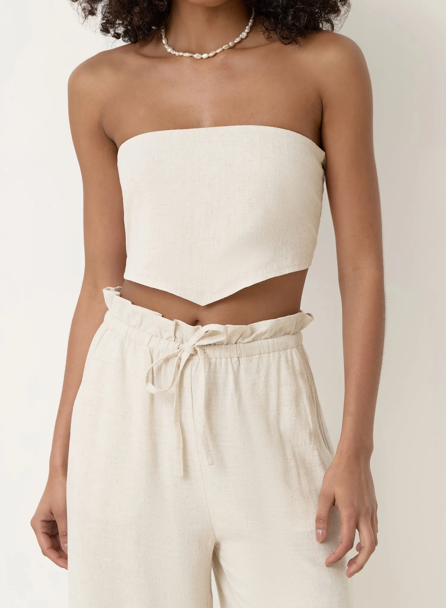 Beige Linen Bandeau Multiway Crop Top- Tulum sold by 4th and Reckless product image thumbnail 5