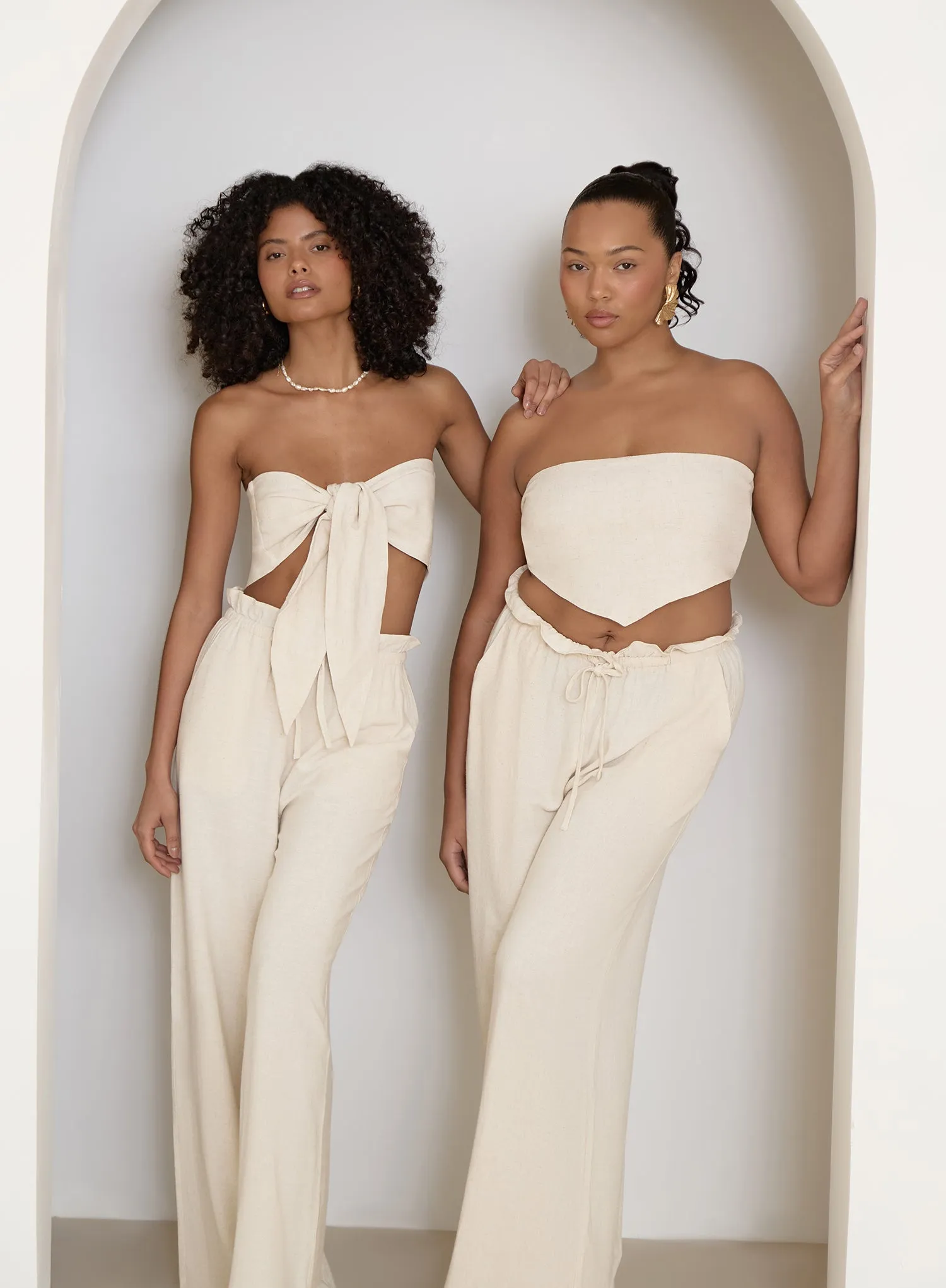 Beige Linen Bandeau Multiway Crop Top- Tulum sold by 4th and Reckless product image thumbnail 2