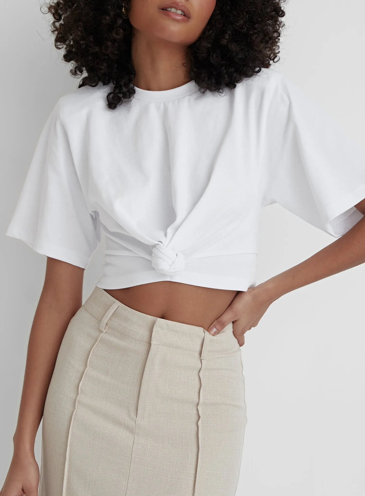White Knot Front Cropped T-shirt- Heidi sold by 4th and Reckless product image thumbnail 3