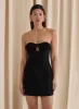 Black Corsage Bandeau Mini Dress- Iren sold by 4th and Reckless