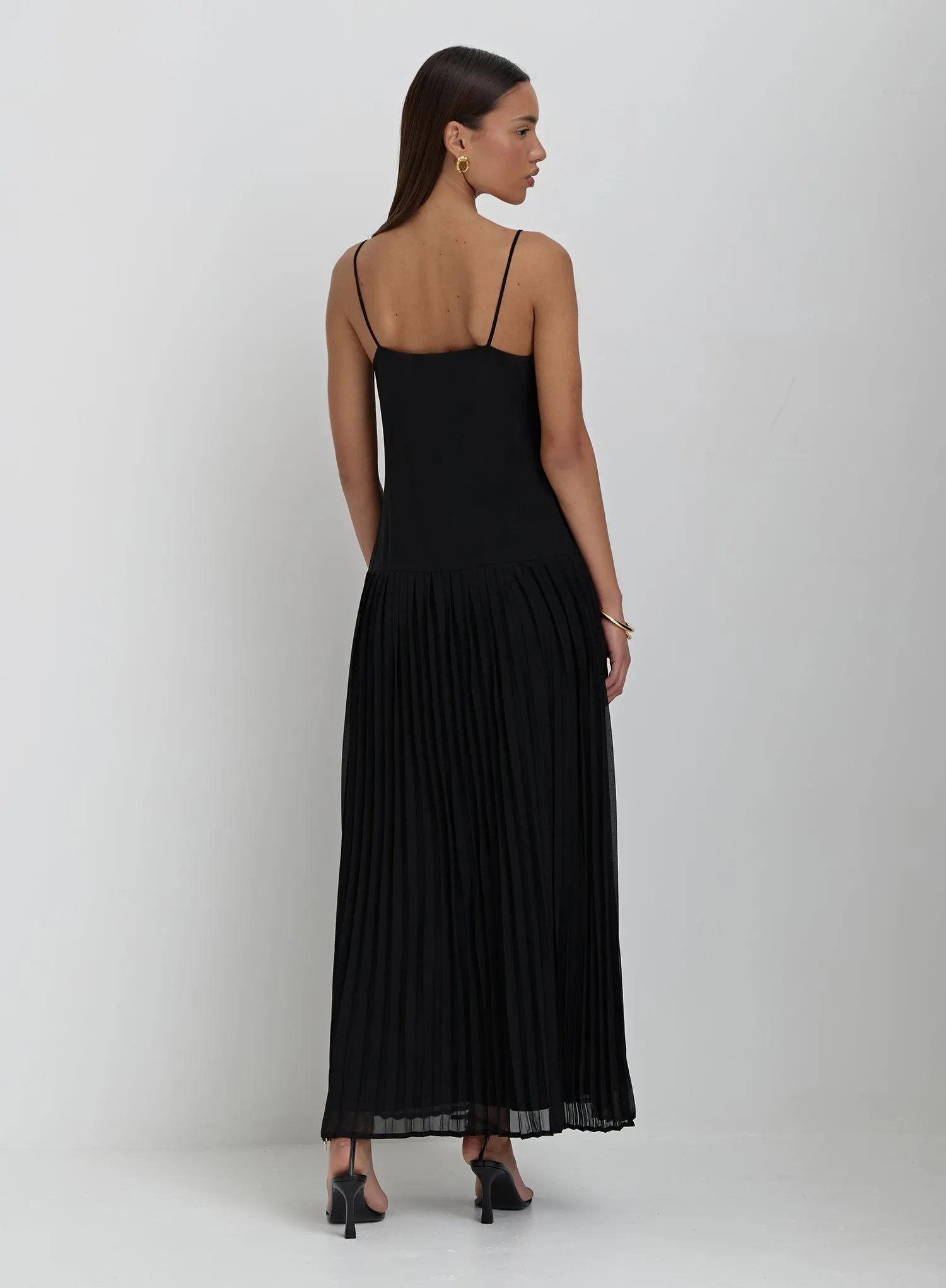 Black Pleated Cami Maxi Dress- Klara sold by 4th and Reckless product image thumbnail 4