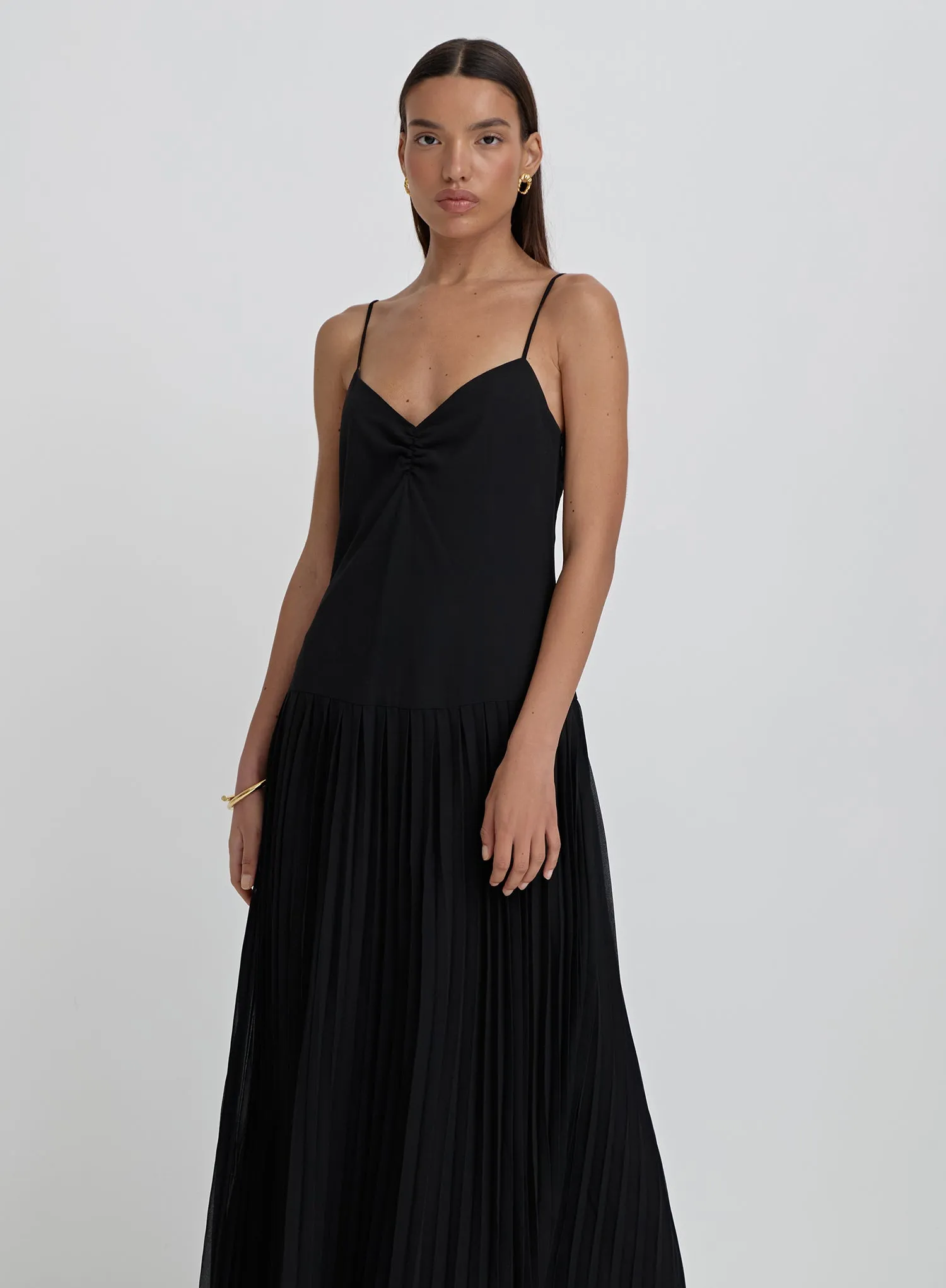 Black Pleated Cami Maxi Dress- Klara sold by 4th and Reckless product image thumbnail 2