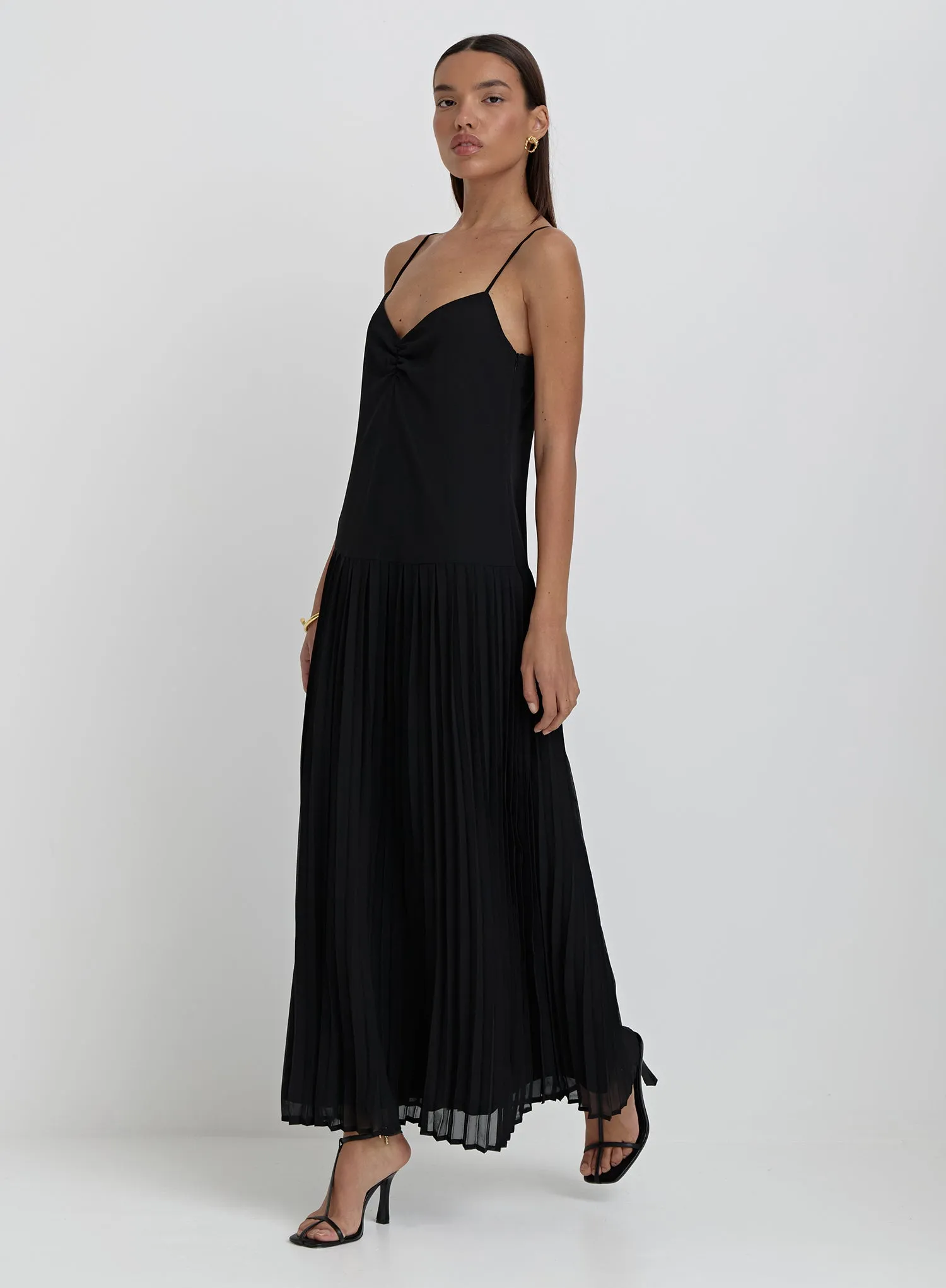 Black Pleated Cami Maxi Dress- Klara sold by 4th and Reckless product image thumbnail 3