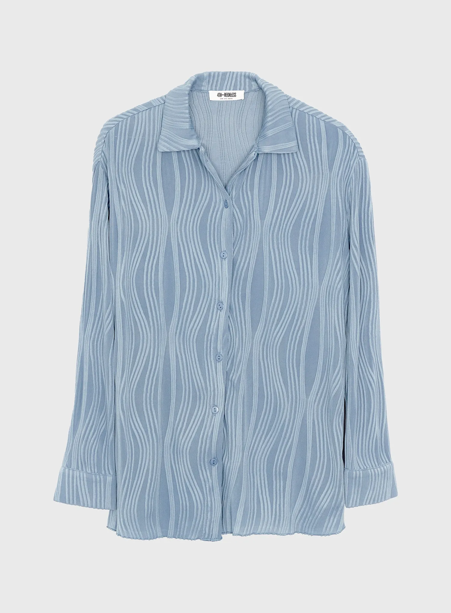 Dusty Blue Relaxed Plisse Shirt - Tela sold by 4th and Reckless product image thumbnail 5