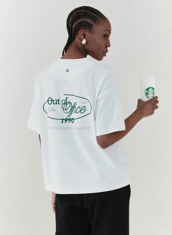 White Tee With Green Embroidery - Echo sold by 4th and Reckless