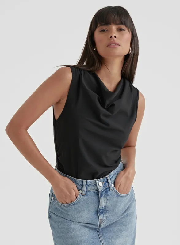 Black Cowl Neck Top - Lexi sold by 4th and Reckless