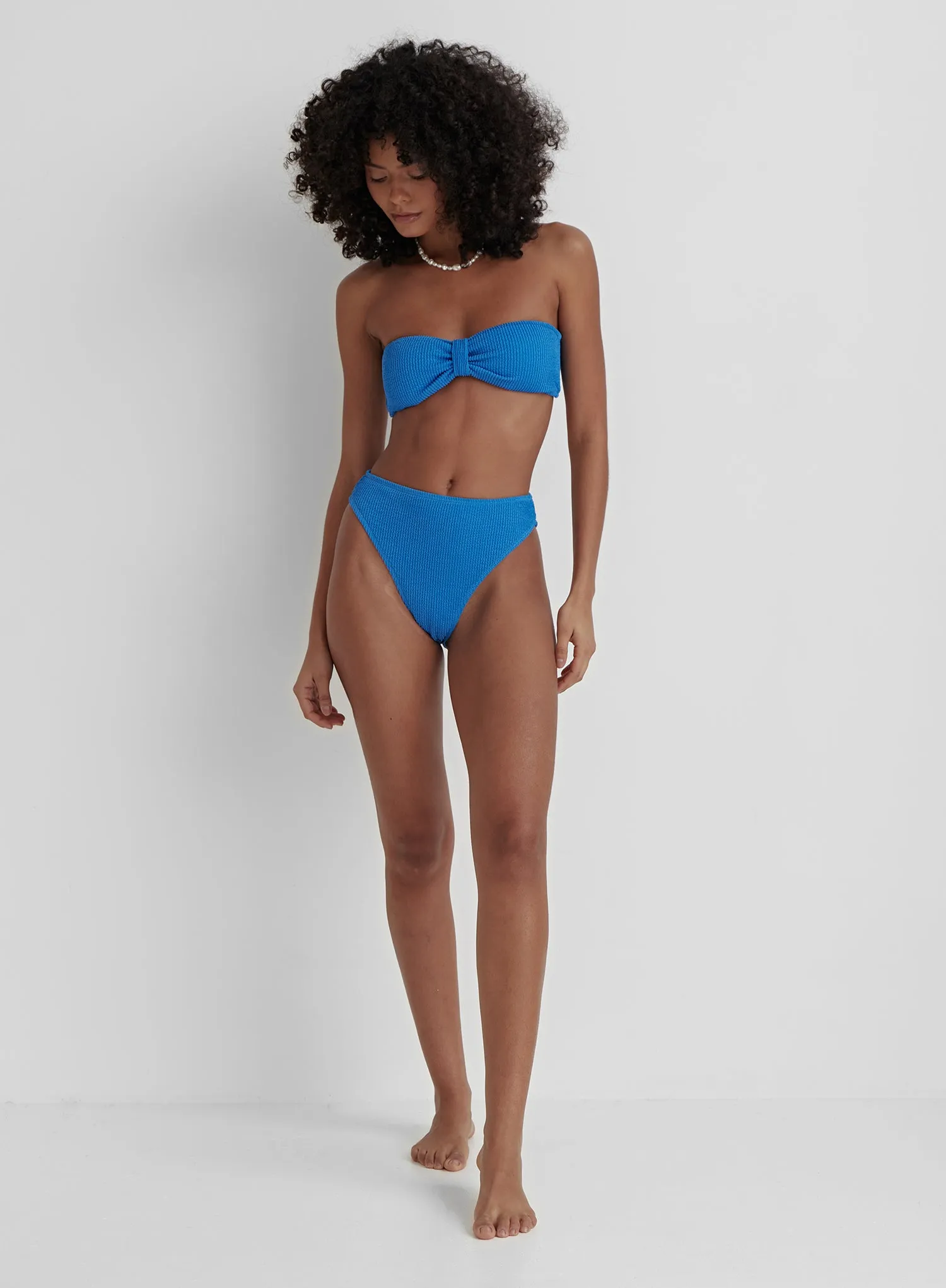 Blue Crinkle High Waisted Bikini Bottom- Capri sold by 4th and Reckless product image thumbnail 4