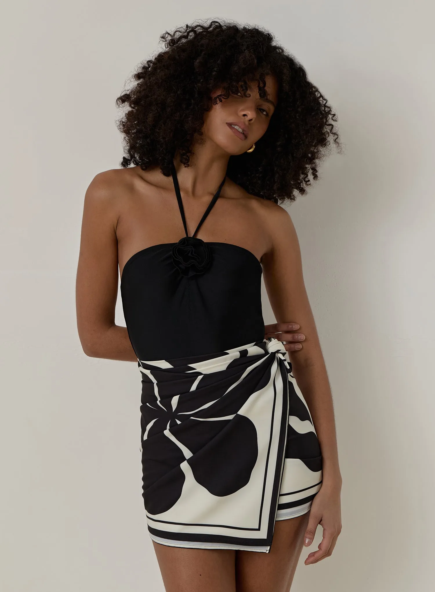 Black Rosette Swimsuit With Tie Neck- Palma sold by 4th and Reckless product image thumbnail 5