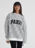 Black And White Striped Paris Oversized Sweatshirt - Anni sold by 4th and Reckless